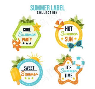 彩色夏季假期标签