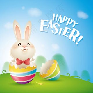 卡通彩蛋兔子矢量