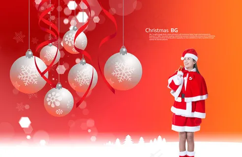 圣诞挂球与美女 圣诞挂球与美女