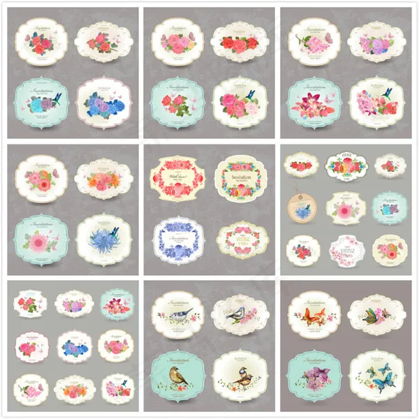 复古请柬标签(142X142)eps,ai矢量模版下载