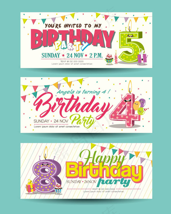 卡通数字生日贺卡