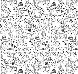 笑脸猫咪无缝背景