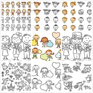 卡通儿童手绘矢量