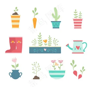 园艺元素图标矢量,免抠元素