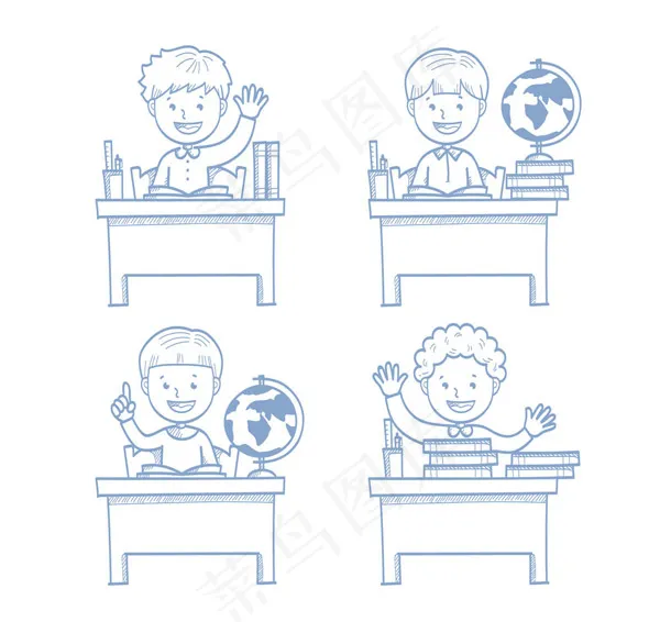 可爱学习男孩