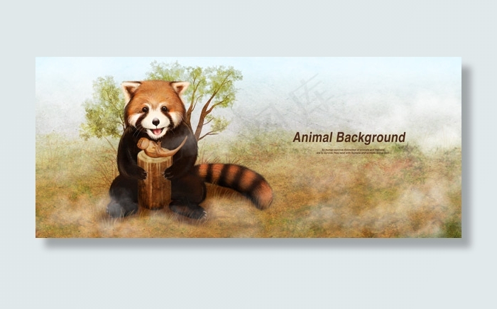 小熊猫插画(8400X3564(DPI:300))psd模版下载