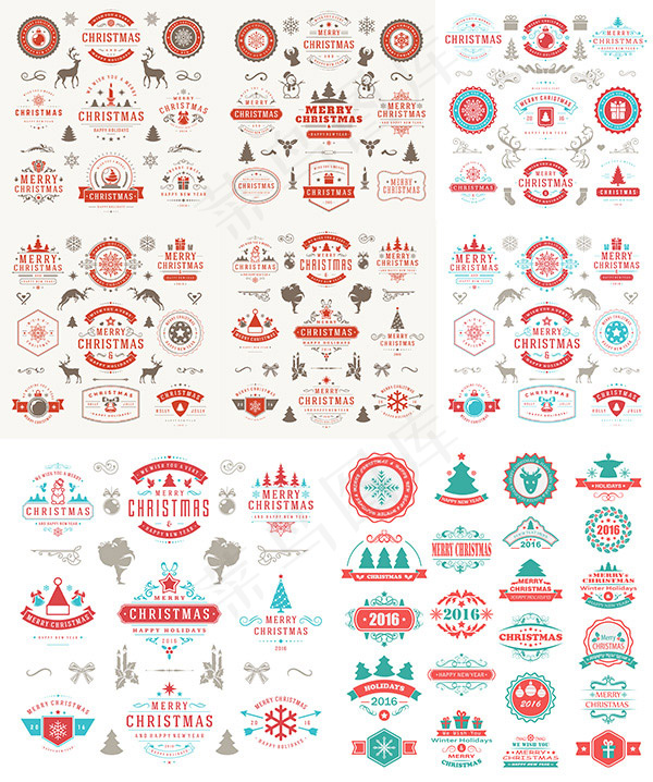 圣诞节标签矢量,免抠元素