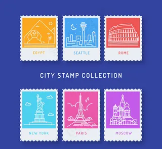 旅游城市邮票