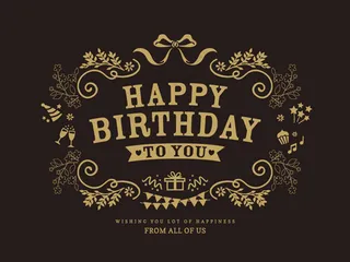 金色生日快乐贺卡