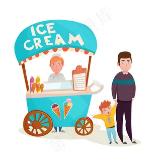 买冰淇淋的父子