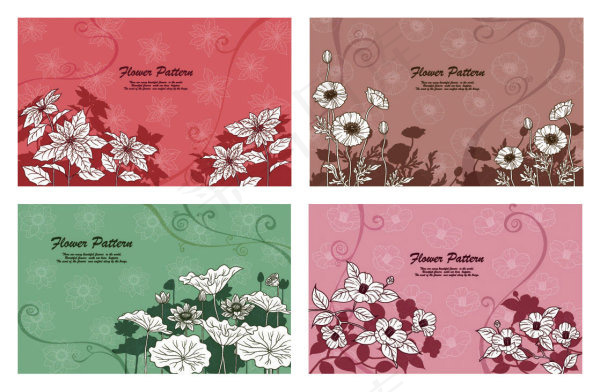 典雅线描花朵植物,免抠元素