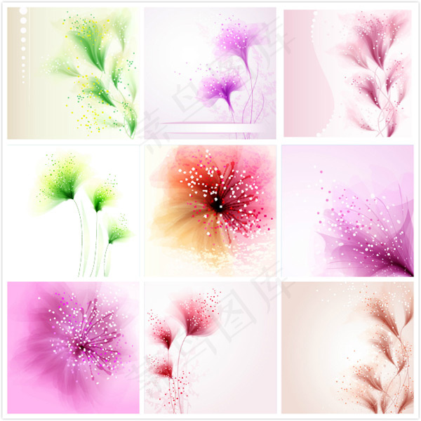 梦幻花朵装饰画eps,ai矢量模版下载