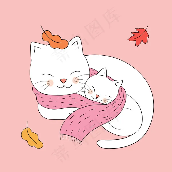 卡通猫插画eps,ai矢量模版下载
