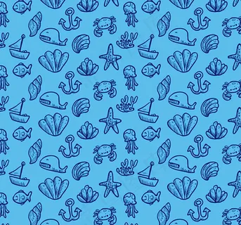 海洋元素无缝背景