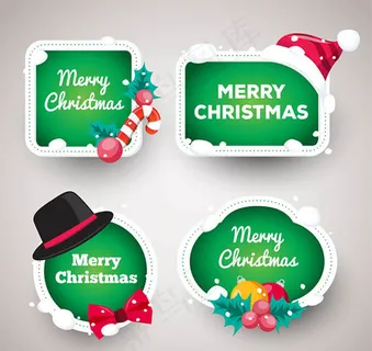圣诞节祝福标签,免抠元素