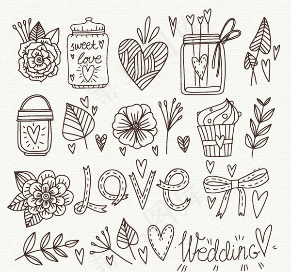 手绘婚礼元素