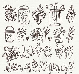 手绘婚礼元素