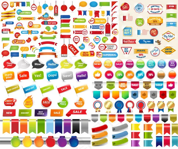 淘宝促销装饰标签eps,ai矢量模版下载