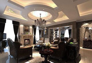 欧式别墅客厅模型