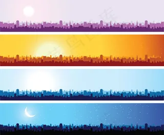 不同时段城市风光