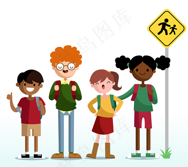 等校车的学生ai矢量模版下载