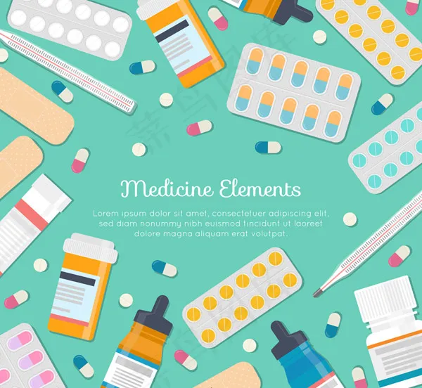 扁平化医疗元素ai矢量模版下载