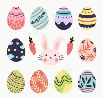 复活节彩蛋和兔子