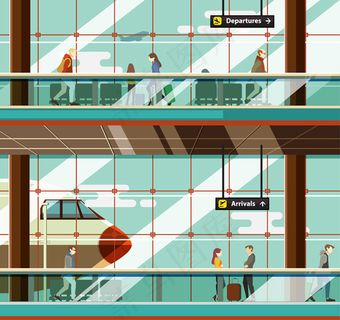 候机大厅插画
