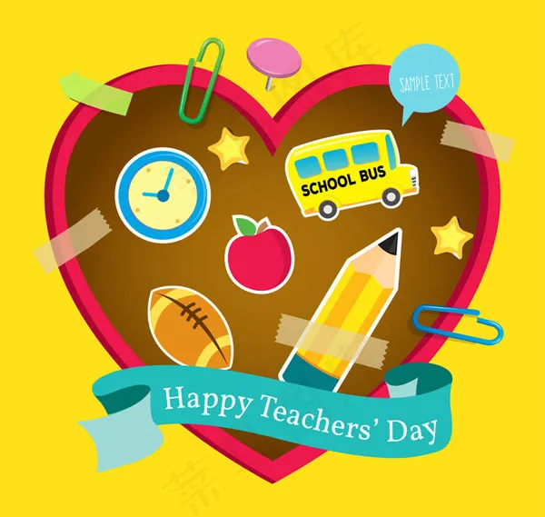 贴纸教师节贺卡ai矢量模版下载