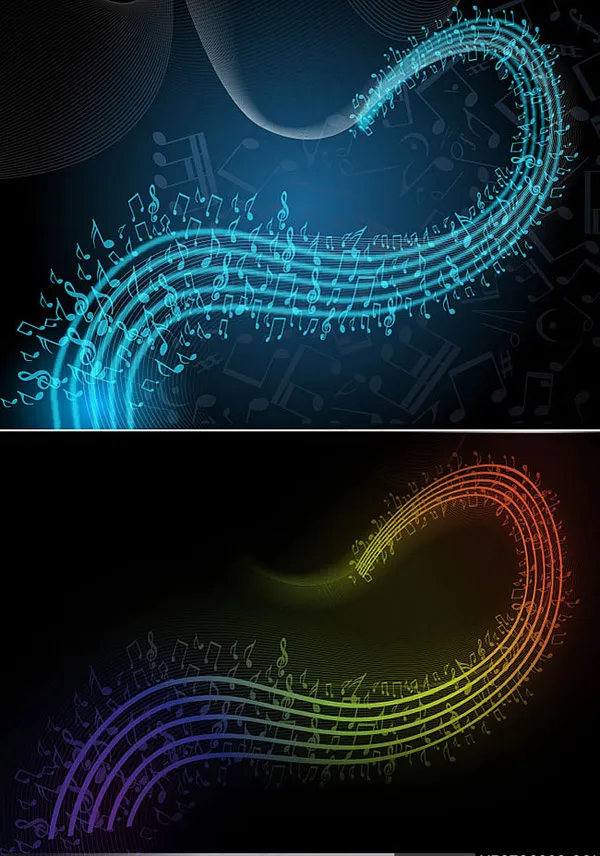动感音符音谱曲线ai矢量模版下载
