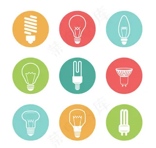 圆形灯泡图标,免抠元素
