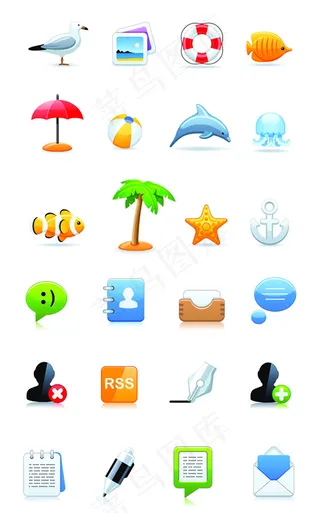 旅游生活图标,免抠元素