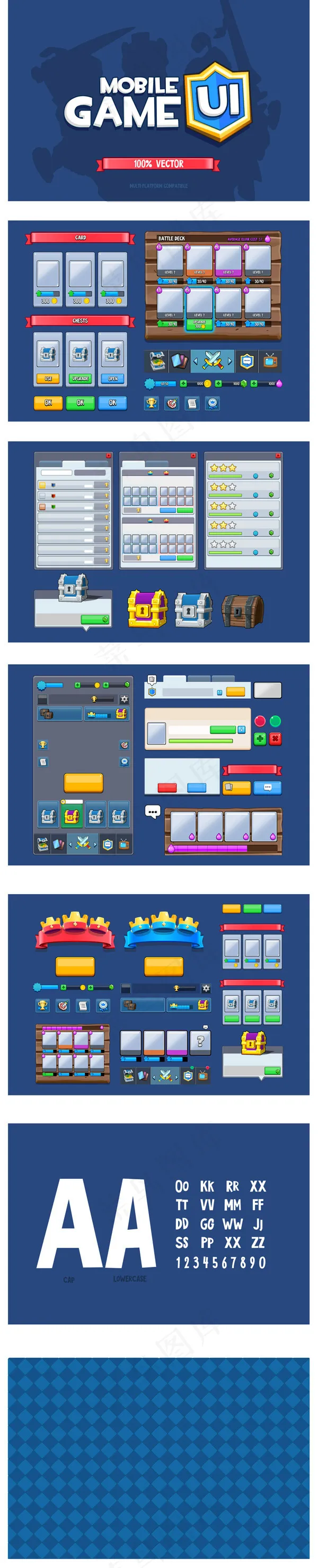 手机游戏APP界面eps,ai矢量模版下载
