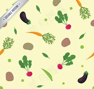 蔬菜无缝背景矢量
