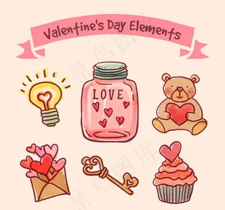 彩绘情人节元素