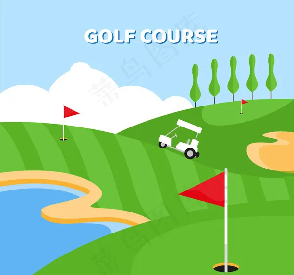 绿色高尔夫球场ai矢量模版下载