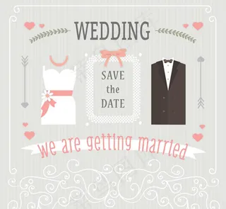 婚礼邀请卡矢量
