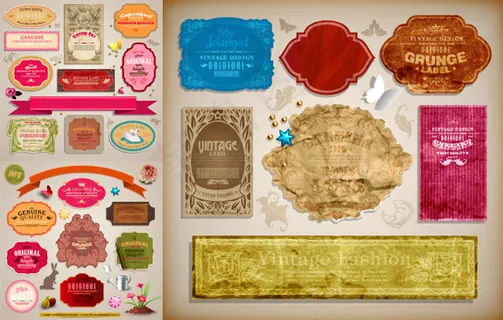 复古标贴标签,免抠元素