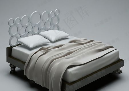 3D双人床模型