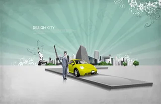 汽车展台与建筑