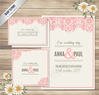 花纹婚礼邀请卡