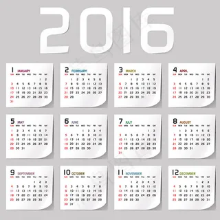便签纸2016年日历