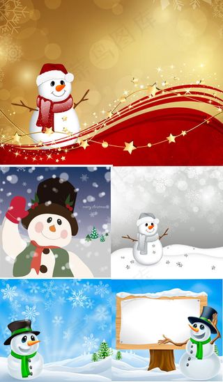 卡通圣诞雪人矢量