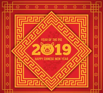 猪年菱形贺卡矢量