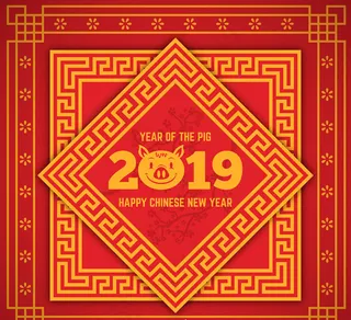 猪年菱形贺卡矢量