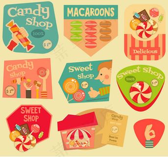 复古糖果标签,免抠元素