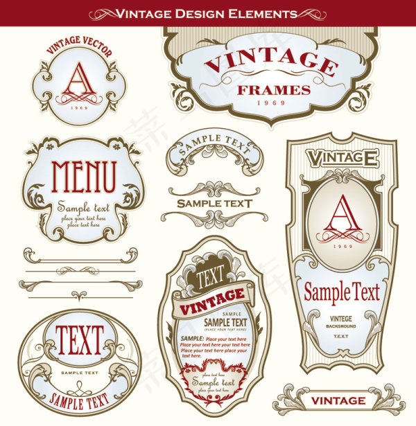 复古淡雅瓶贴瓶身贴