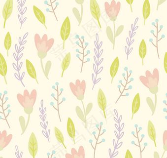 水彩树叶花朵背景