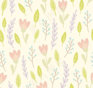 水彩树叶花朵背景