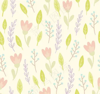 水彩树叶花朵背景 水彩树叶花朵背景